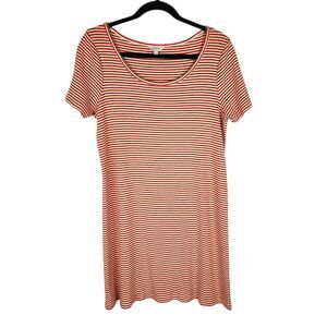madewell ribbed swingy tee dress Madewell | Dresses | Madewell Swingy Tee Dress Womens Sz Medium Ribbed Knit  Pink Striped Ribbed Knit